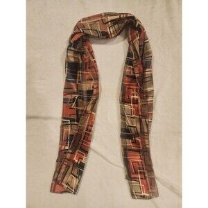 Vintage Scarf Orange Brown Geometric Rectangle 12x60 Oblong Lightweight